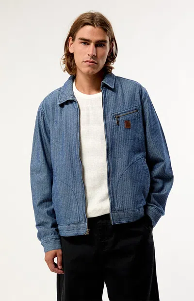 Brixton Men's Mechanic Garage Denim Zip Up Jacket In Indigo In Blue
