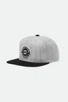 Brixton Men's Oath Iii Snapback Hat In Light Heather Grey/black In Multi