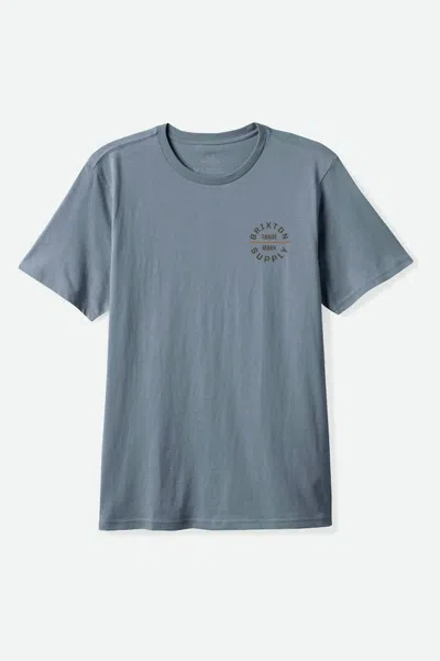 Brixton Men's Oath V Short Sleeve Shirt In Basalt/dark Brown/rust In Blue