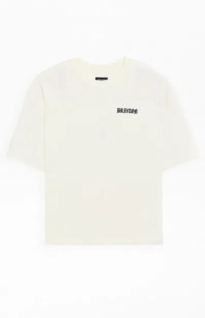Brixton Men's Serrano Boxy Cropped T-shirt In Cream In Brown