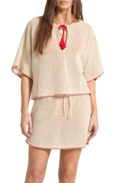 Brixton Mesh Knit Cover-up Top In Brown