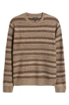 Brixton Midnight Stripe Crewneck Sweater In Brown