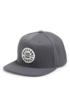 Brixton Oath Iii Snapback Baseball Cap In Gray