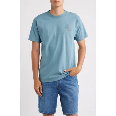 Brixton Oath V Cotton Logo Graphic T-shirt In Blue