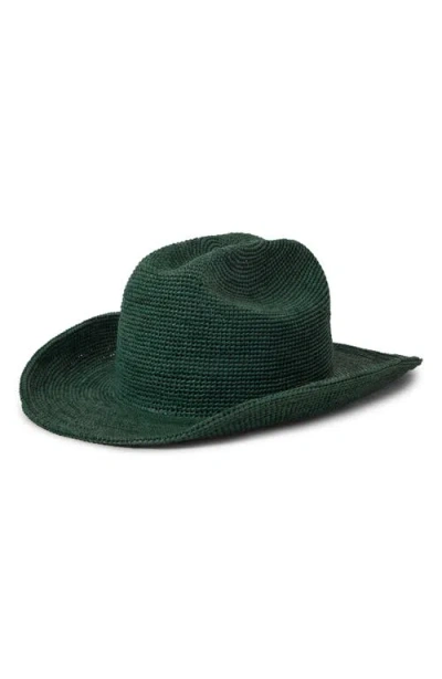 Brixton Odessa Packable Straw Cowboy Hat In Green