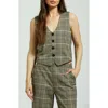 Brixton Piaid Relaxed Fit Vest In Winter White/black Plaid