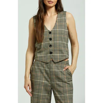 Brixton Piaid Relaxed Fit Vest In Winter White/black Plaid
