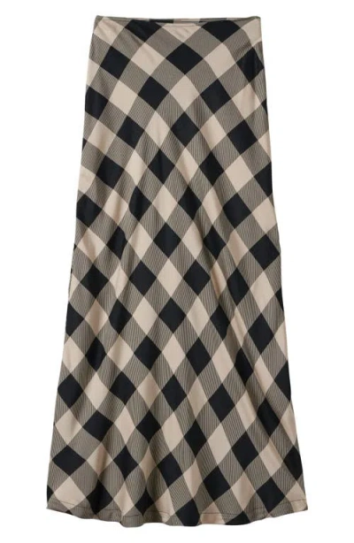 Brixton Plaid Maxi Skirt In Washed Black/whitecap Buffalo
