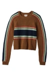 Brixton Racing Stripe Crewneck Sweater In Brown