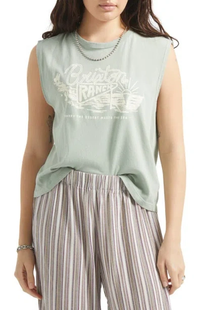 Brixton Ranch Logo Cotton Graphic Muscle Tank In Green