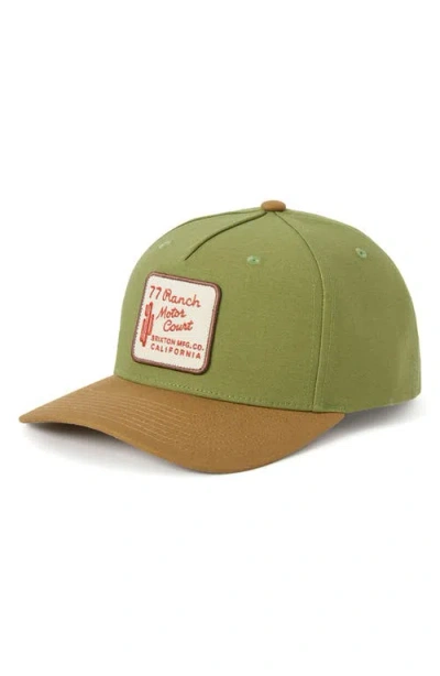 Brixton Ranch Moto Court Snapback Cap In Green