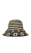 Brixton Redding Packable Straw Hat In Black & Natural