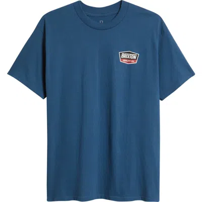 Brixton Regal Cotton Logo Graphic T-shirt In Blue