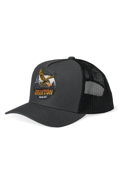 Brixton Ridgewood Trucker Hat In Charcoal/ Black