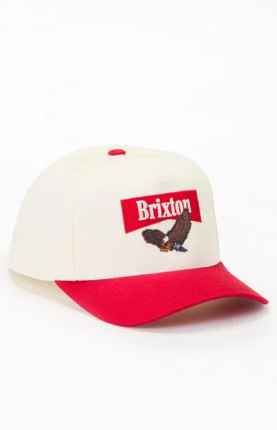 Brixton Roamer Snapback Hat In Off White/red In Gray