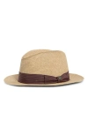 Brixton Roma Packable Straw Fedora In Brown