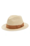 Brixton Roma Packable Straw Fedora In Purple