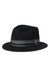 Brixton Roma Wool Felt Fedora In Black/grey Charcoal