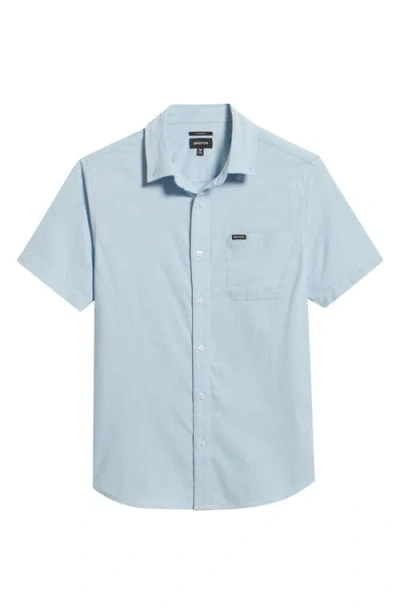 Brixton Sanford Oxford Short Sleeve Cotton Blend Button-up Shirt In Blue