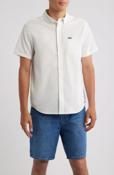 Brixton Sanford Oxford Short Sleeve Cotton Blend Button-up Shirt In White