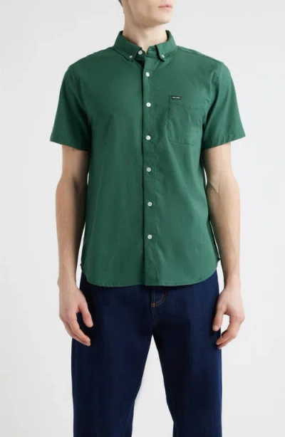 Brixton Sanford Short Sleeve Oxford Button-down Shirt In Green
