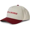 Brixton Save A Horse Organic Cotton Twill Baseball Cap In Crimson/off White