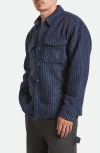 Brixton Selden Pinstripe Flannel Snap-up Shirt Jacket In Blue