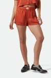 Brixton Silky Side Stripe Boxer Shorts In Orange