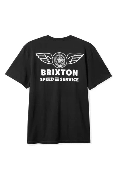 Brixton Spoke Cotton Graphic T-shirt In Black