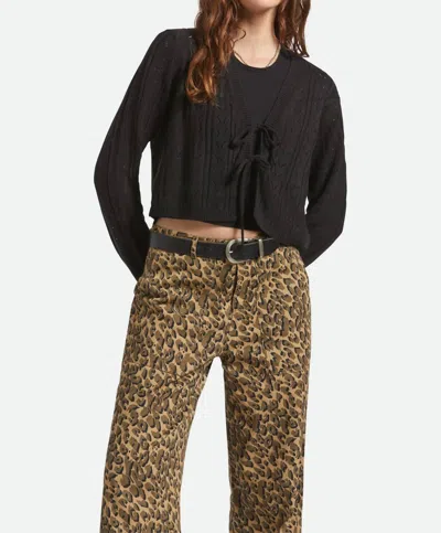 Brixton Sweater Cropped Pointelle Tie Cardigan In Black