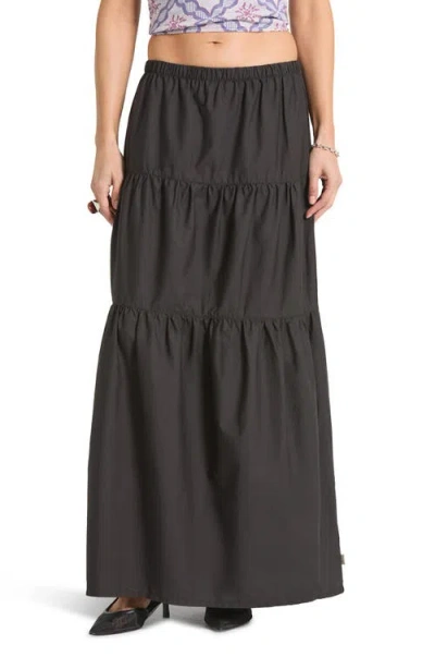 Brixton The Abigail Tiered Cotton Maxi Skirt In Black