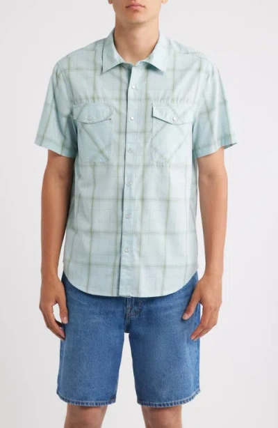 Brixton The Breezy Wayne Plaid Short Sleeve Shirt In Blue
