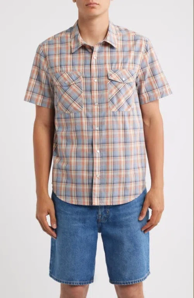 Brixton The Breezy Wayne Plaid Short Sleeve Shirt In Blue