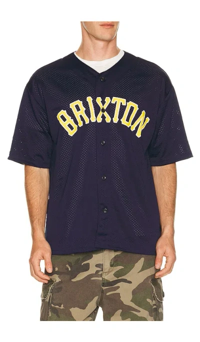 Brixton The  Mesh Short Sleeve Baseball Jersey In Blue