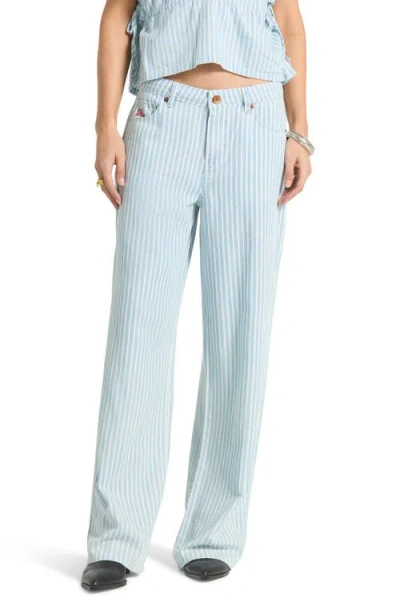 Brixton The Chloe Embroidered Pocket Wide Leg Jeans In Multi