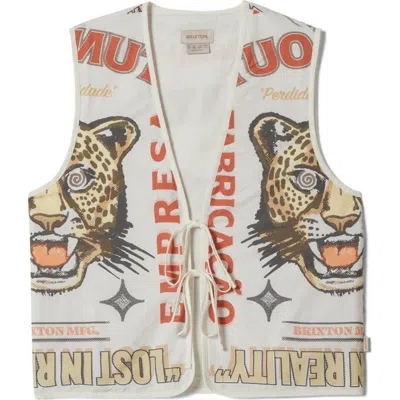 Brixton The Luna Cotton Blend Graphic Vest In Neutral