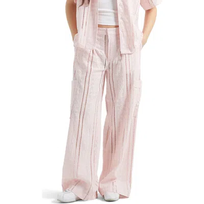 Brixton The Mercer Cotton Eyelet Wide Leg Pants In Pink