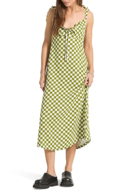 Brixton The Tie Strap Sleeveless Midi Dress In Green
