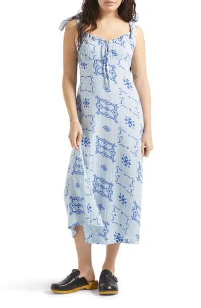 Brixton The Tie Strap Sleeveless Midi Dress In Blue