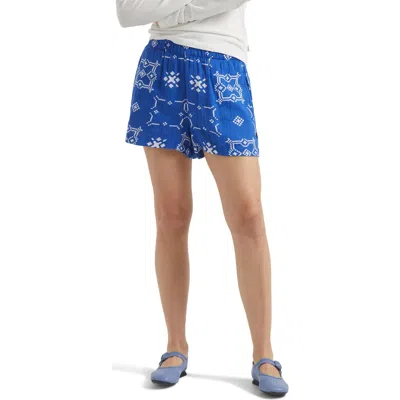 Brixton Tile Cotton Gauze Shorts In Blue