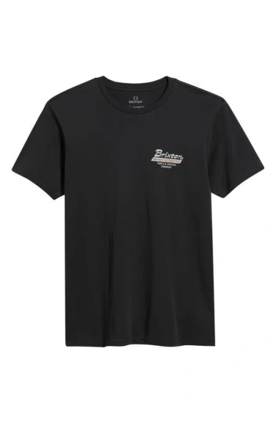 Brixton Township Cotton Graphic T-shirt In Black/smoke Grey