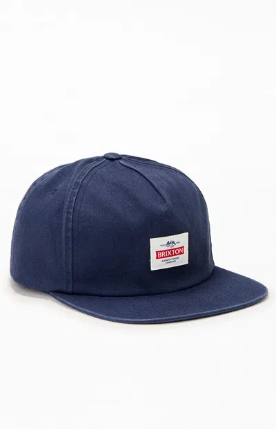 Brixton Trademark Logo Snapback Hat In Navy