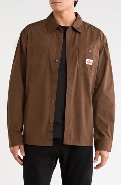 Brixton Trademark Long Sleeve Button-up Shirt In Walnut Brown