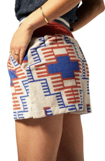 Brixton Trail Terry Drawstring Shorts In Electronic Indigo Pattern