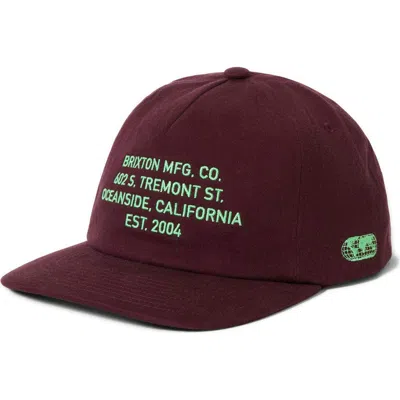 Brixton Union Ii Netplus Snapback Baseball Cap In Burgundy