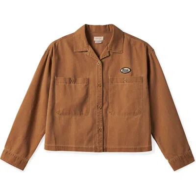 Brixton Utopia Cotton Overshirt In Washed Copper