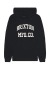 Brixton Varsity Broken Hoodie In Black In Black