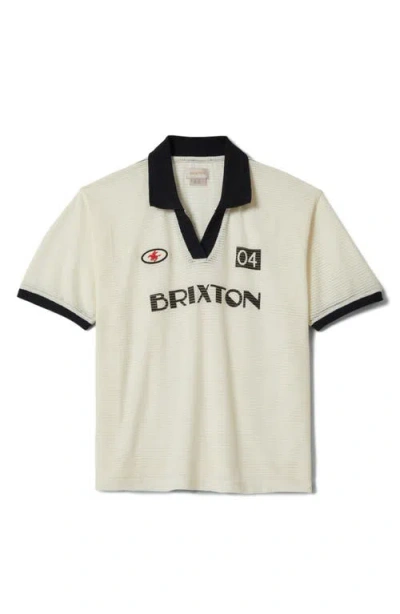 Brixton Varsity Johnny Collar Polo In Neutral