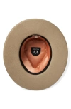 Brixton Victoria Felted Wool Fedora In Timberwolf/rose Gold Satin