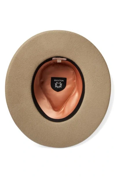 Brixton Victoria Felted Wool Fedora In Timberwolf/rose Gold Satin